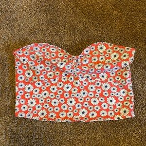 Orange Tube top with flowers